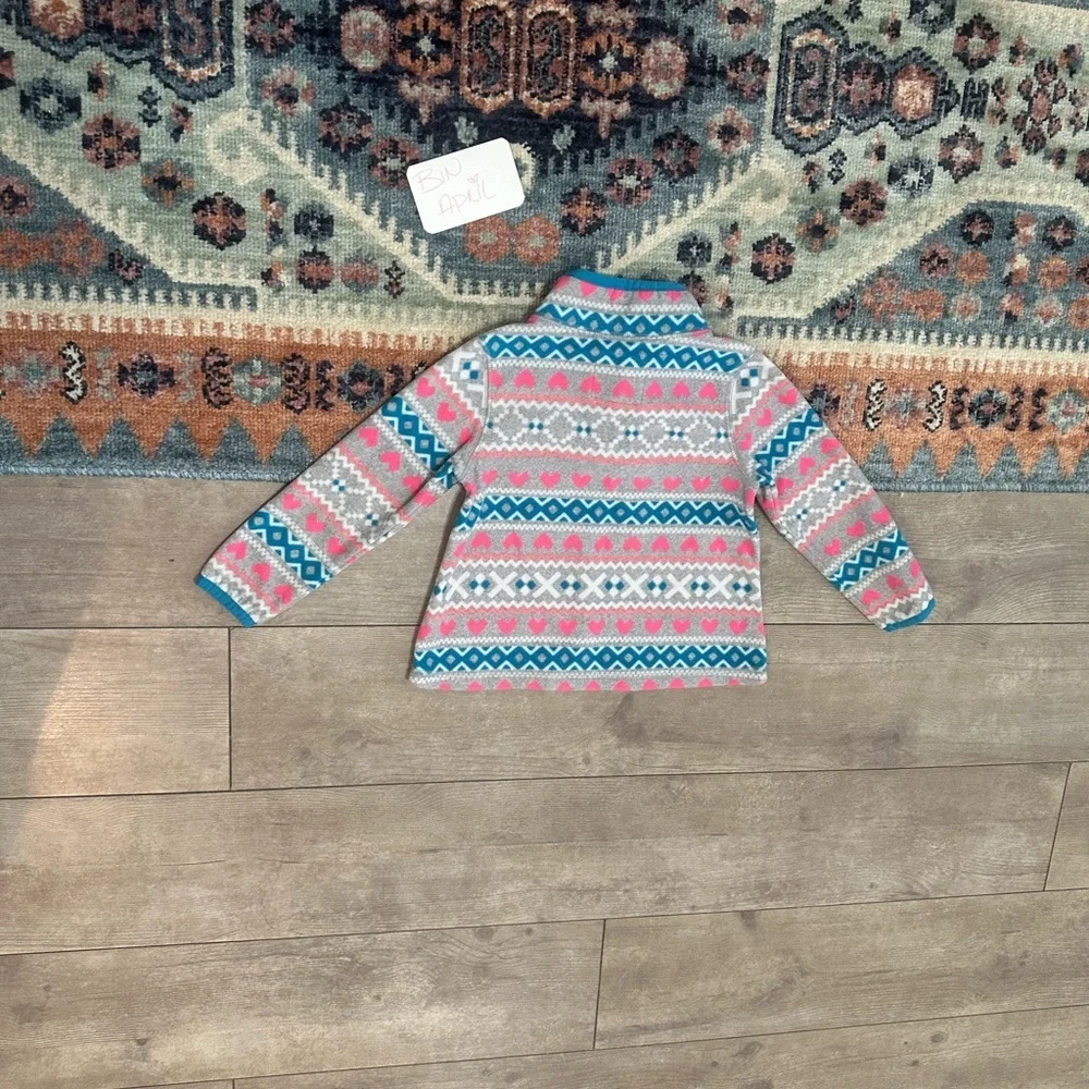 Y2K OshKosh B'Gosh Toddler Girl Fair Isle Print Pullover Sweater 3T Quarter-Zip
